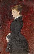 Axel Jungstedt Portrait  Lady in Black Dress Sweden oil painting artist